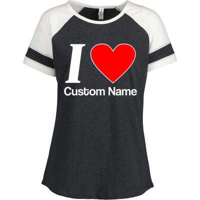 I Heart Custom Name Text Personalize Enza Ladies Jersey Colorblock Tee