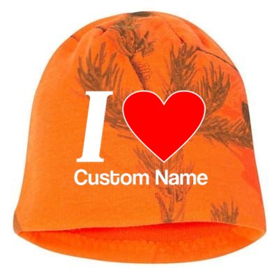 I Heart Custom Name Text Personalize Kati - Camo Knit Beanie