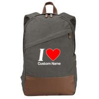 I Heart Custom Name Text Personalize Cotton Canvas Backpack