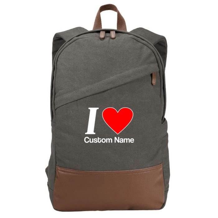 I Heart Custom Name Text Personalize Cotton Canvas Backpack