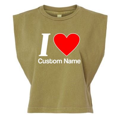 I Heart Custom Name Text Personalize Garment-Dyed Women's Muscle Tee