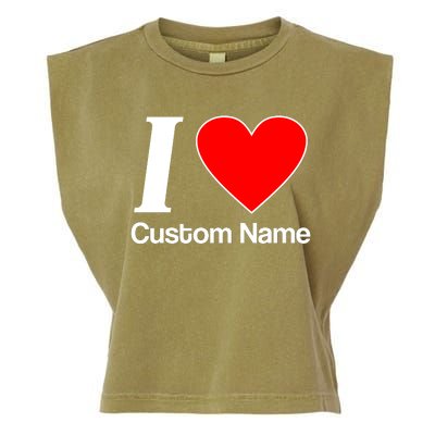 I Heart Custom Name Text Personalize Garment-Dyed Women's Muscle Tee