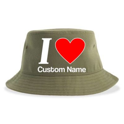 I Heart Custom Name Text Personalize Sustainable Bucket Hat