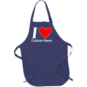 I Heart Custom Name Text Personalize Full-Length Apron With Pockets