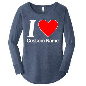 I Heart Custom Name Text Personalize Women's Perfect Tri Tunic Long Sleeve Shirt