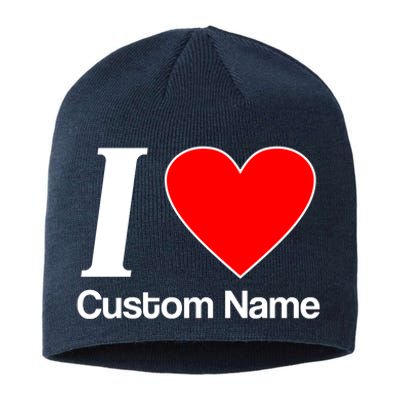 I Heart Custom Name Text Personalize Sustainable Beanie