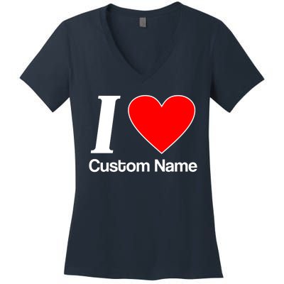 I Heart Custom Name Text Personalize Women's V-Neck T-Shirt