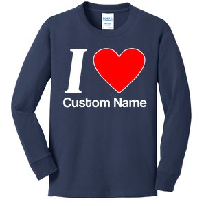 I Heart Custom Name Text Personalize Kids Long Sleeve Shirt