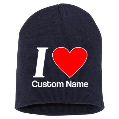 I Heart Custom Name Text Personalize Short Acrylic Beanie