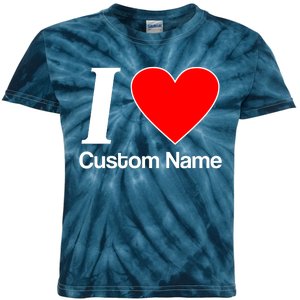 I Heart Custom Name Text Personalize Kids Tie-Dye T-Shirt