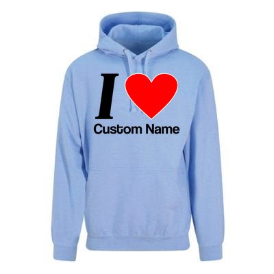 I Heart Custom Name Text Personalize Unisex Surf Hoodie