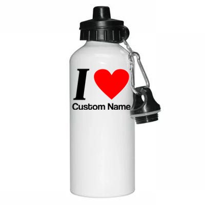 I Heart Custom Name Text Personalize Aluminum Water Bottle