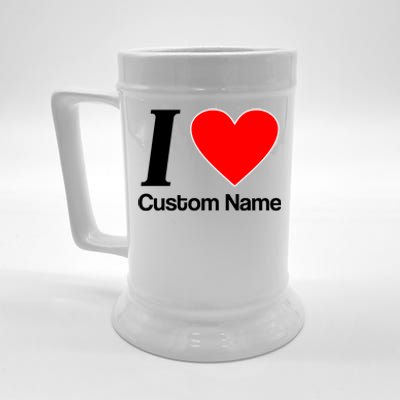 I Heart Custom Name Text Personalize Beer Stein