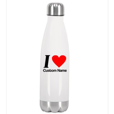 I Heart Custom Name Text Personalize Stainless Steel Insulated Water Bottle