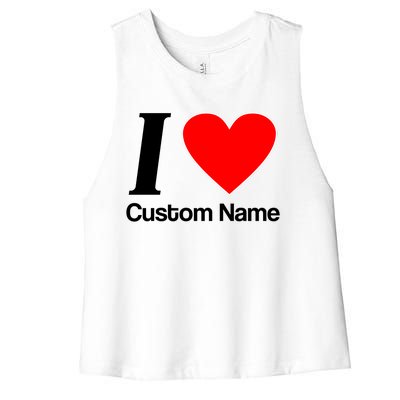 I Heart Custom Name Text Personalize Women's Racerback Cropped Tank