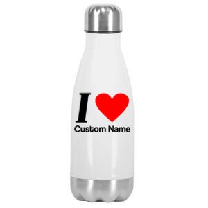 I Heart Custom Name Text Personalize Stainless Steel Insulated Water Bottle