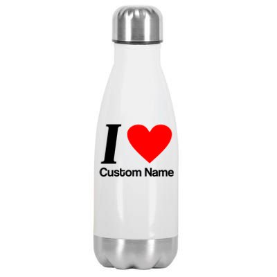 I Heart Custom Name Text Personalize Stainless Steel Insulated Water Bottle