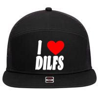 I Heart Dilfs 7 Panel Mesh Trucker Snapback Hat