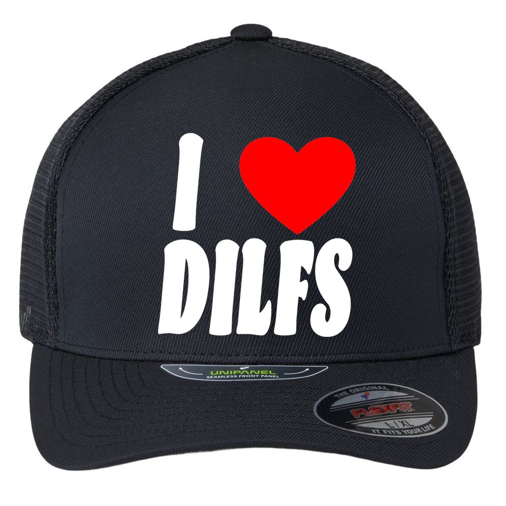 I Heart Dilfs Flexfit Unipanel Trucker Cap