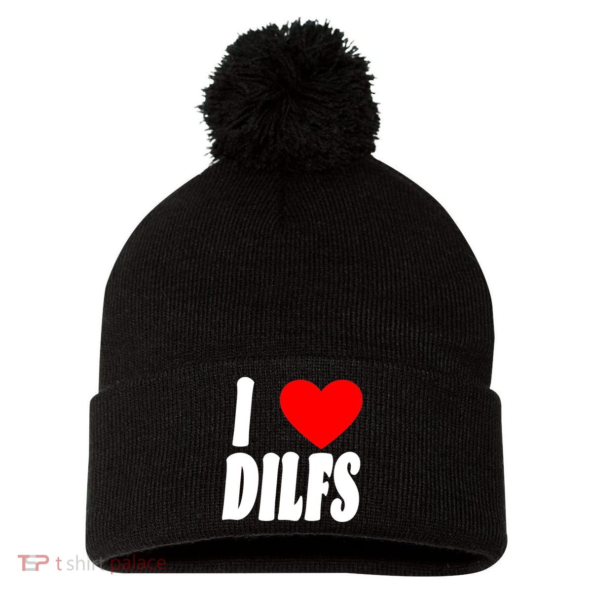 I Heart Dilfs Pom Pom 12in Knit Beanie
