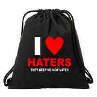 I Heart Haters Drawstring Bag