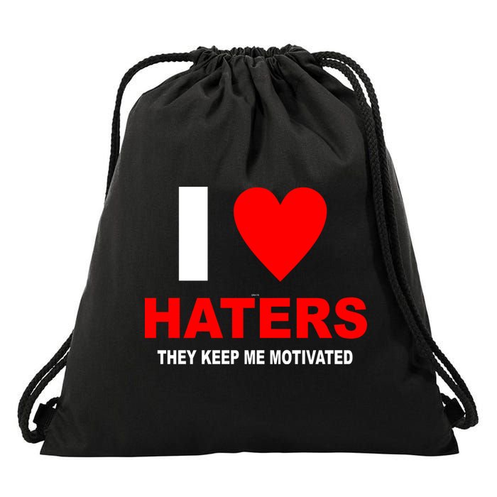 I Heart Haters Drawstring Bag