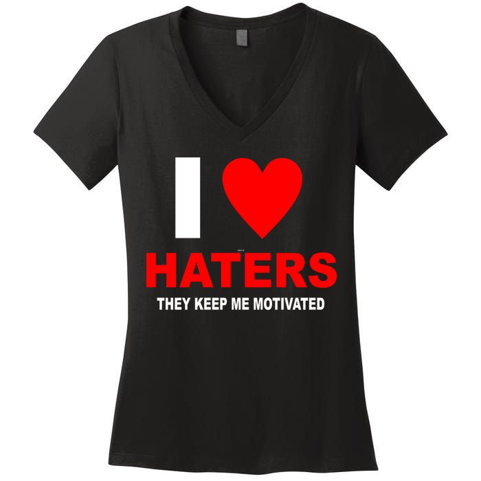 I Heart Haters Women's V-Neck T-Shirt
