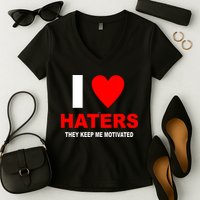 I Heart Haters Women's V-Neck T-Shirt