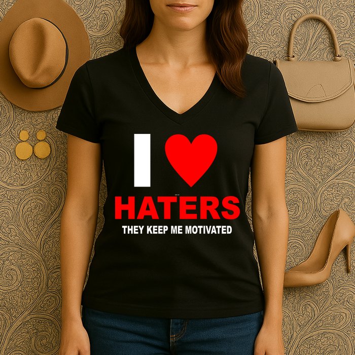 I Heart Haters Women's V-Neck T-Shirt