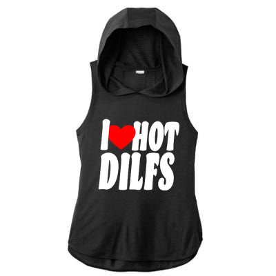 I Heart Hot Dilfs Ladies PosiCharge Tri-Blend Wicking Draft Hoodie Tank