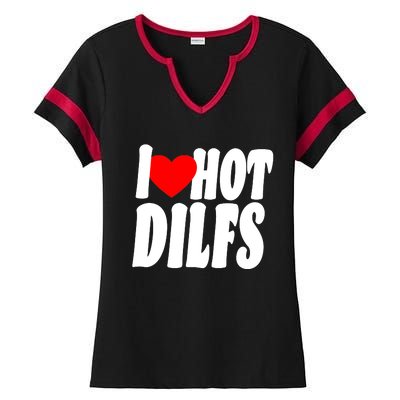 I Heart Hot Dilfs Ladies Halftime Notch Neck Tee