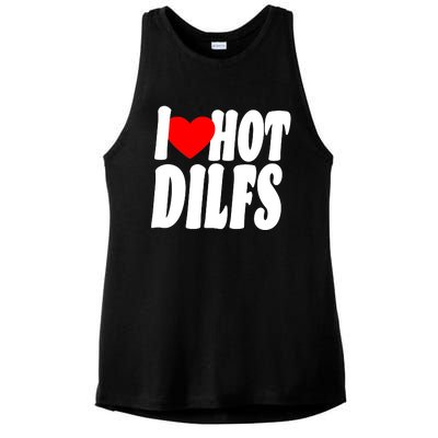 I Heart Hot Dilfs Ladies PosiCharge Tri-Blend Wicking Tank