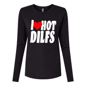 I Heart Hot Dilfs Womens Cotton Relaxed Long Sleeve T-Shirt