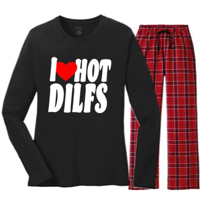 I Heart Hot Dilfs Women's Long Sleeve Flannel Pajama Set 