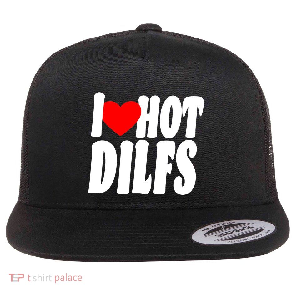 I Heart Hot Dilfs Flat Bill Trucker Hat