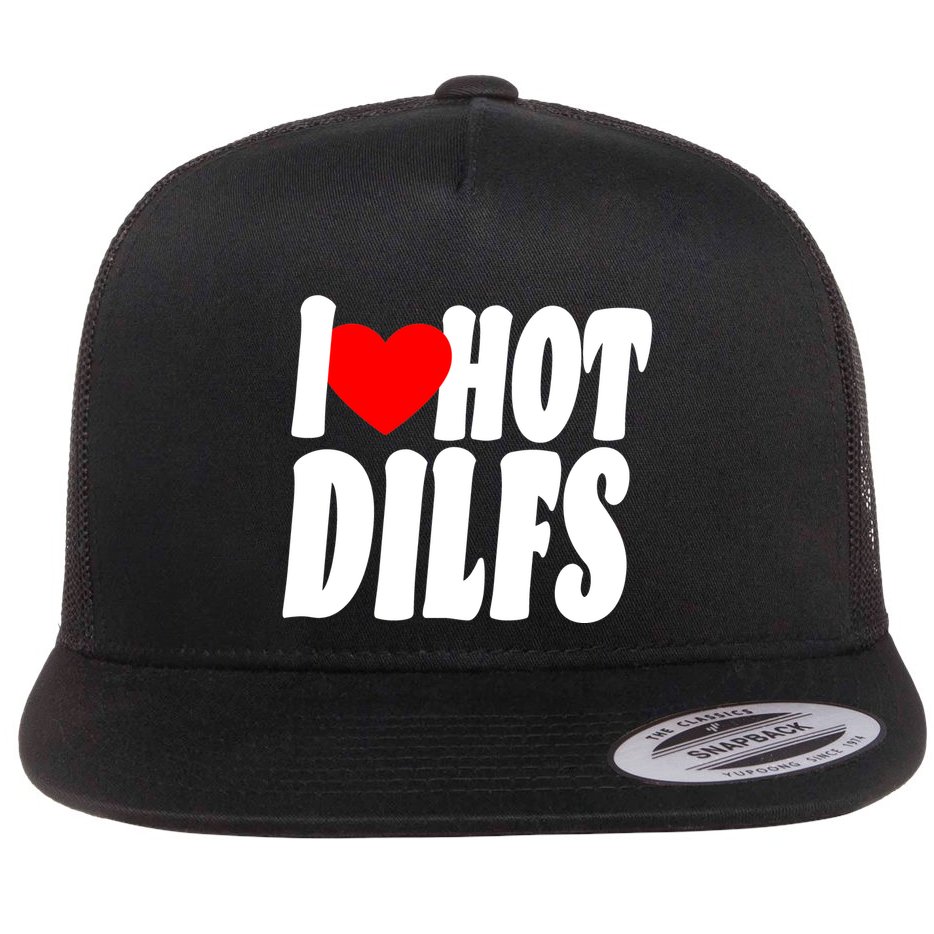 I Heart Hot Dilfs Flat Bill Trucker Hat