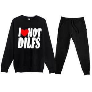 I Heart Hot Dilfs Premium Crewneck Sweatsuit Set