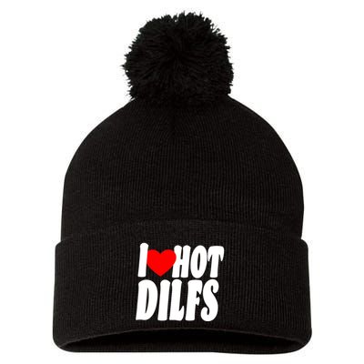 I Heart Hot Dilfs Pom Pom 12in Knit Beanie