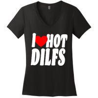 I Heart Hot Dilfs Women's V-Neck T-Shirt