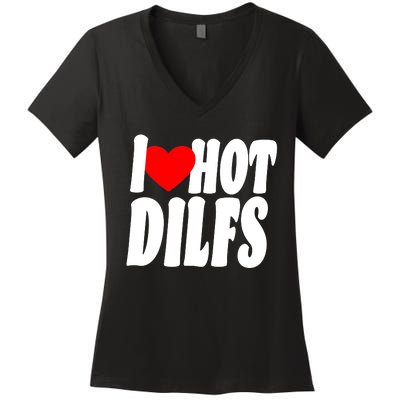 I Heart Hot Dilfs Women's V-Neck T-Shirt