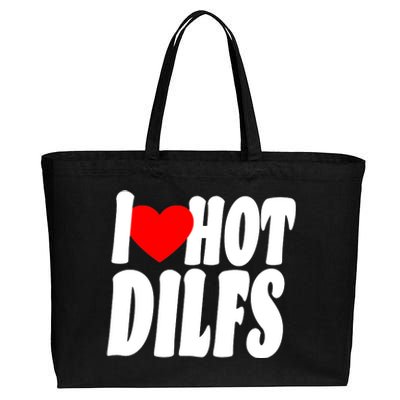 I Heart Hot Dilfs Cotton Canvas Jumbo Tote