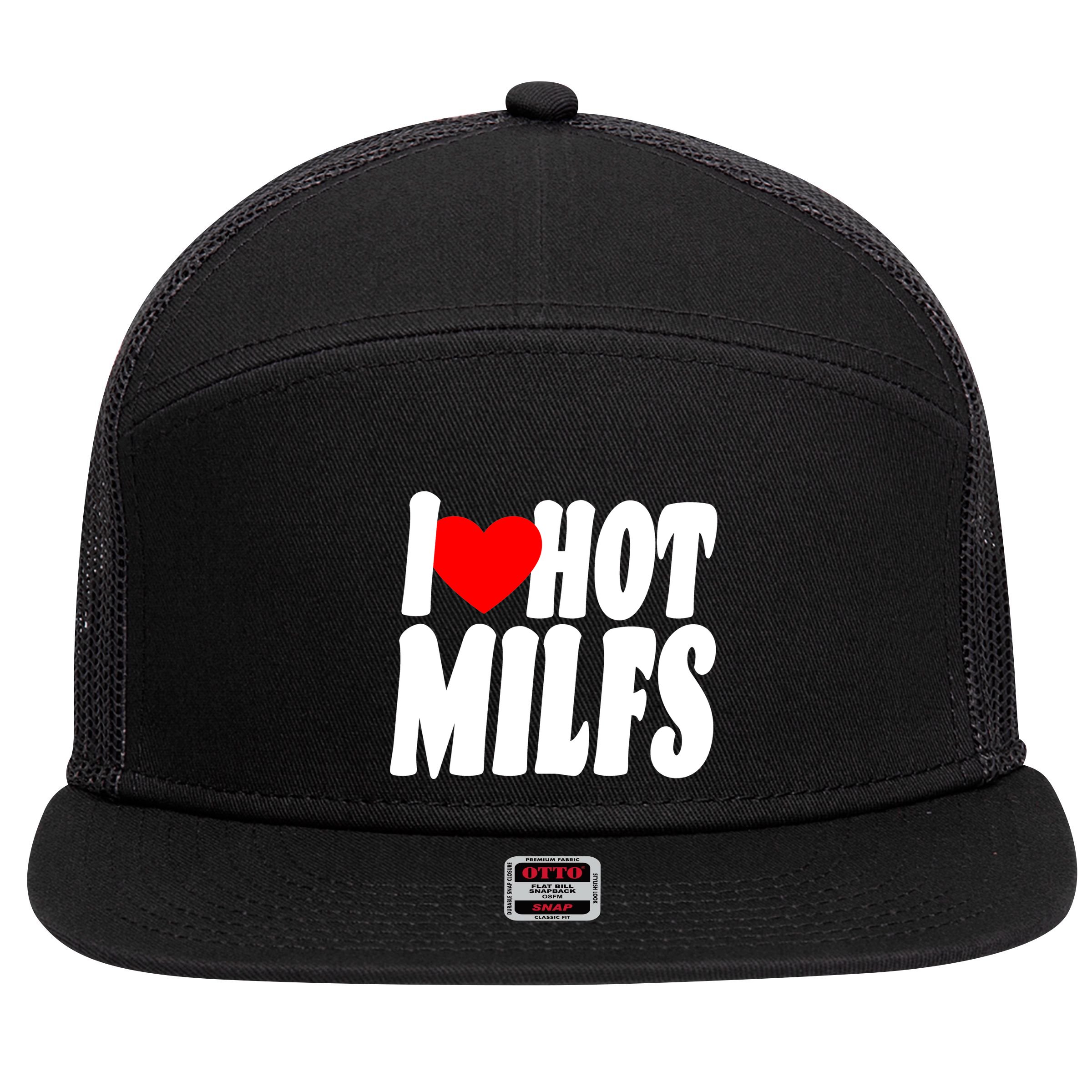 I Heart Hot Miffs 7 Panel Mesh Trucker Snapback Hat