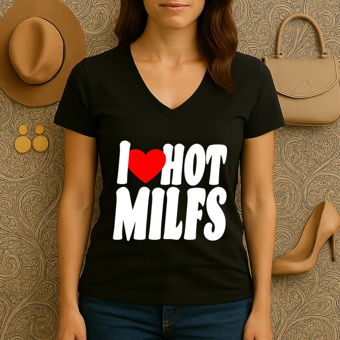I Heart Hot Miffs Women's V-Neck T-Shirt