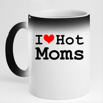 I Heart Hot Moms 11oz Black Color Changing Mug