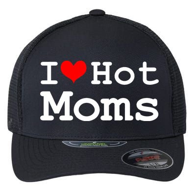 I Heart Hot Moms Flexfit Unipanel Trucker Cap