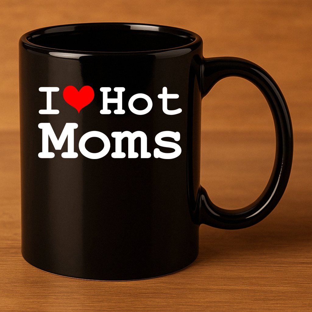 I Heart Hot Moms 11oz C Handle Ceramic Mug