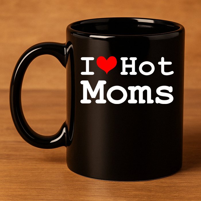 I Heart Hot Moms 11oz C Handle Ceramic Mug