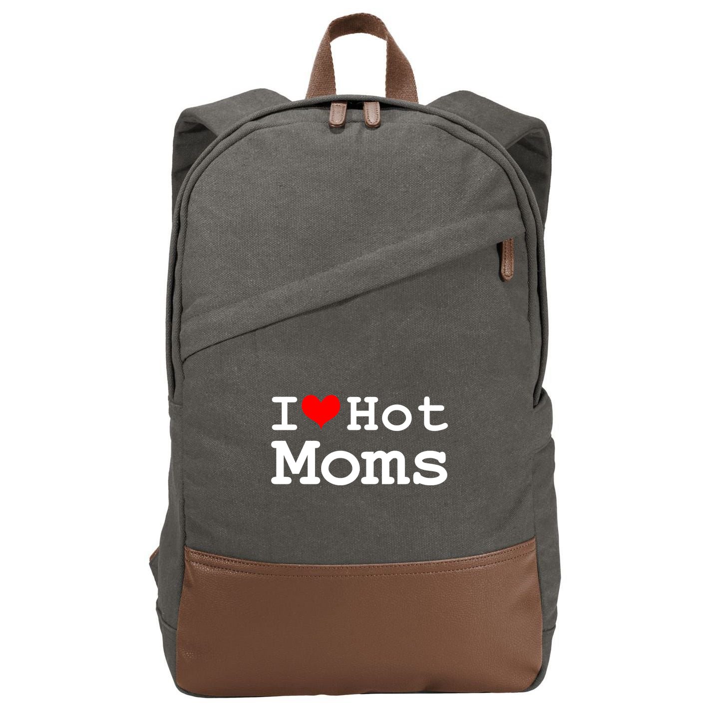 I Heart Hot Moms Cotton Canvas Backpack