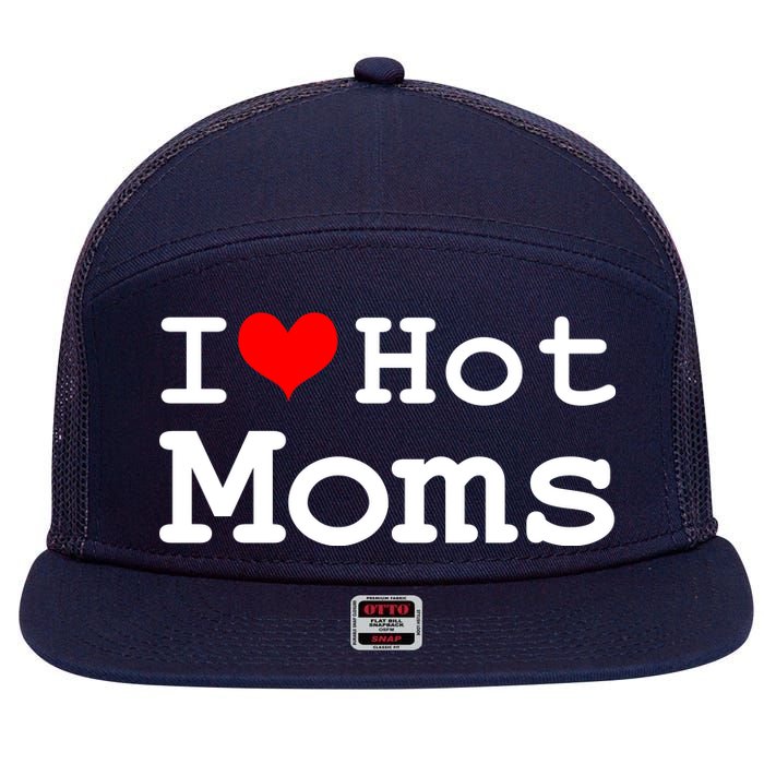 I Heart Hot Moms 7 Panel Mesh Trucker Snapback Hat