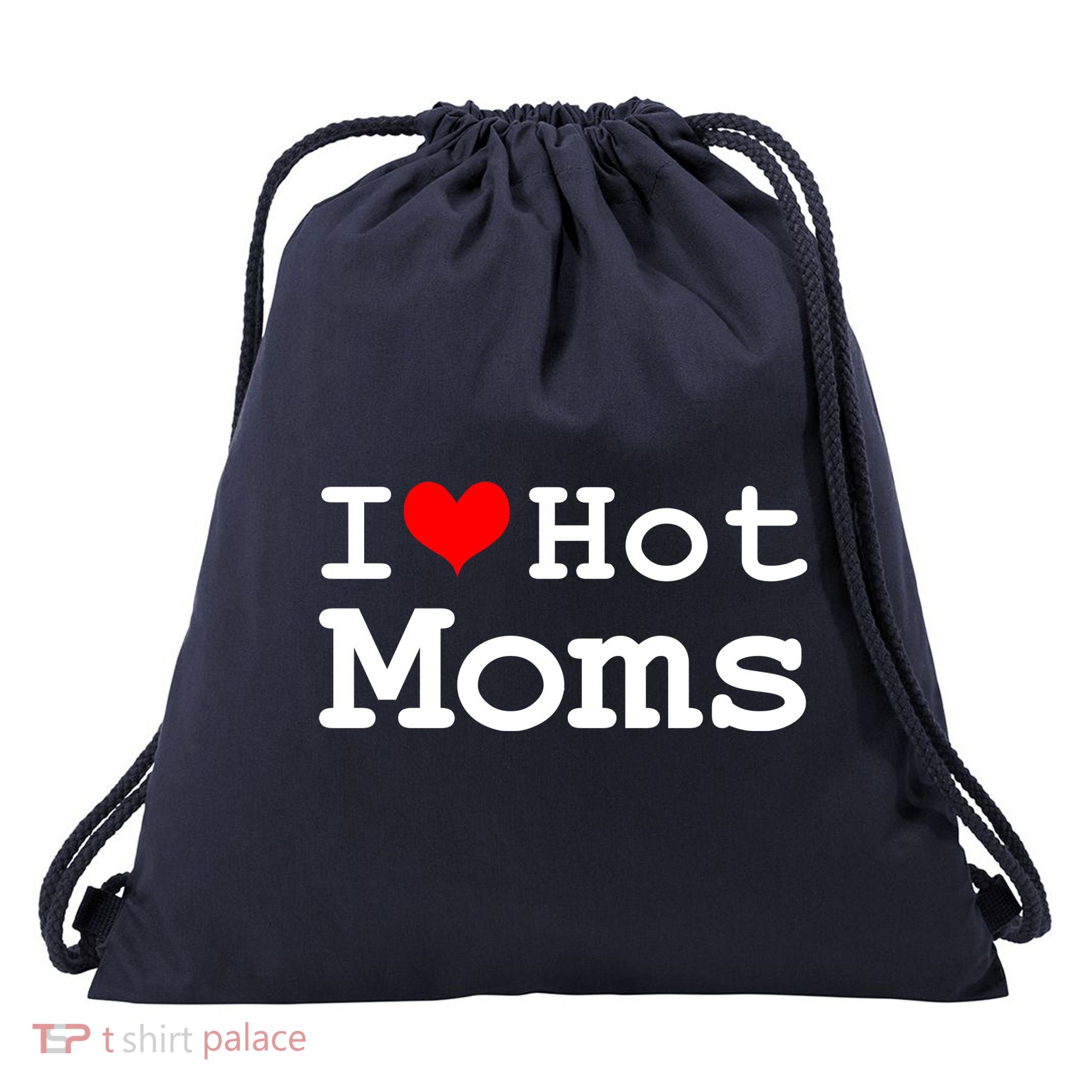 I Heart Hot Moms Drawstring Bag